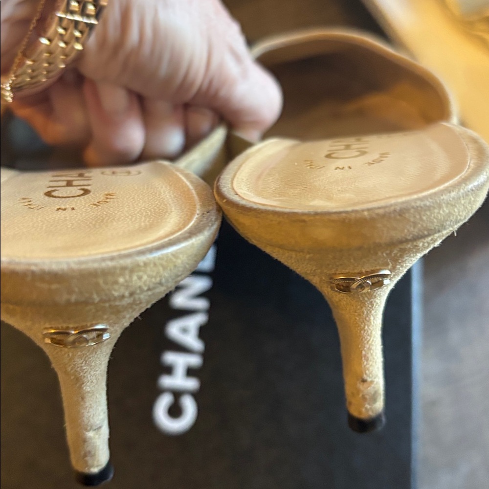 Chanel classic kitten heel suede and gross grain mules - 30.5 - Picture 12 of 12